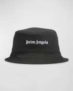 Image 1 of 2: Palm Angels Kid's Embroidered Logo-Print Bucket Hat, Size S-M