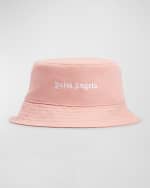 Image 1 of 2: Palm Angels Kid's Embroidered Logo-Print Bucket Hat, Size S-M