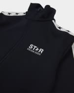 Image 3 of 3: Golden Goose Boy's Zipped Star-Printed Track Jacket, Size 12