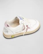 Image 4 of 5: Golden Goose Girl's Ballstar Leather Glitter Sneakers, Baby/Toddlers