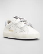 Image 3 of 5: Golden Goose Girl's Old School Leather Grip-Strap Sneakers, Baby