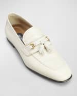 Image 3 of 5: TOM FORD Men's Sean Alligator-Printed Leather Tassel Loafers