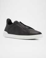 Image 5 of 6: ZEGNA Men's Triple Stitch SECONDSKIN Leather Slip-On Sneakers