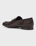 Image 2 of 5: ZEGNA Men's Pebbled Leather Loafers