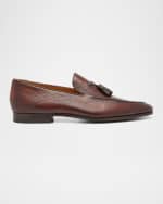 Image 1 of 6: Magnanni Men's Seneca Grained Leather Tassel Loafers