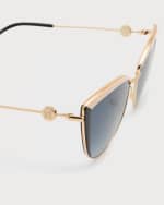 Image 3 of 5: Carolina Herrera Monogram Stainless Steel & Acetate Cat-Eye Sunglasses