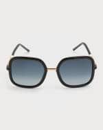 Image 4 of 5: Carolina Herrera Pearly Logo Square Nylon Sunglasses