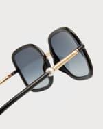 Image 3 of 5: Carolina Herrera Pearly Logo Square Nylon Sunglasses