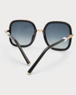 Image 5 of 5: Carolina Herrera Pearly Logo Square Nylon Sunglasses