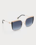 Image 4 of 5: Carolina Herrera Monogram Square Acetate & Stainless Steel Sunglasses