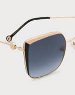 Image 5 of 5: Carolina Herrera Monogram Square Acetate & Stainless Steel Sunglasses