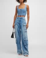 Image 7 of 7: Alice + Olivia Cay Baggy Denim Cargo Pants