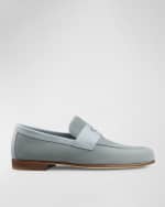 Image 2 of 6: John Lobb Men's Hendra Suede Penny Loafers