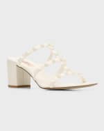 Image 5 of 6: Valentino Garavani Rockstud Tonal Nappa Leather Caged Sandals