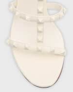 Image 4 of 6: Valentino Garavani Rockstud Tonal Nappa Leather Caged Sandals