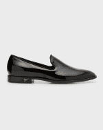 Image 1 of 5: Giuseppe Zanotti Men's Heel-Logo Patent Leather Loafers