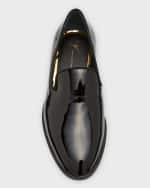 Image 5 of 5: Giuseppe Zanotti Men's Heel-Logo Patent Leather Loafers