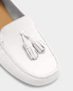 Image 4 of 6: Loro Piana Leather Tassel Moccasin Driver Loafers