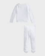 Image 4 of 5: Ralph Lauren Childrenswear Boy's Striped Organic Cotton Top W/ Footed Pants, Size Newborn-9M