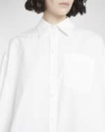 Image 5 of 5: Valentino Oversized Cotton Poplin Collared Shirt