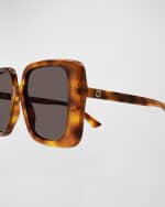Image 2 of 3: Gucci Oversized Square Havana Acetate Sunglasses