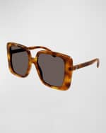 Image 1 of 3: Gucci Oversized Square Havana Acetate Sunglasses