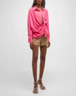 Image 2 of 6: Jacquemus Bahia Draped Tie Collared Shirt
