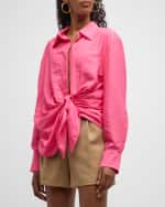Image 3 of 6: Jacquemus Bahia Draped Tie Collared Shirt