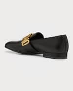 Image 2 of 5: Moschino Men's Logo Leather Loafers