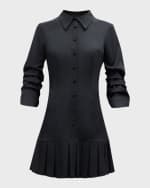 Image 1 of 6: Cinq a Sept Lucilla Topstitched Pleated-Hem Mini Shirtdress