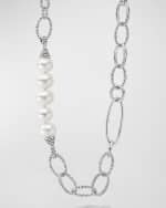Image 4 of 4: LAGOS Sterling Silver Luna Pearl Link Necklace, 32-34"L