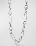 Image 4 of 4: LAGOS Sterling Silver Luna Pearl Oval Link Necklace, 34"L