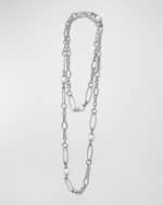 Image 1 of 4: LAGOS Sterling Silver Luna Pearl Oval Link Necklace, 34"L