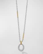 Image 1 of 5: LAGOS Sterling Silver Caviar Diamond Oval Pendant Necklace