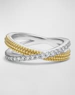 Image 5 of 5: LAGOS Sterling Silver & 18k Yellow Gold Caviar X Ring