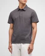 Image 1 of 6: Vince Men's Garment-Dyed Fleck Stripe Polo Shirt