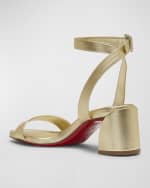 Image 3 of 6: Christian Louboutin Miss Sabina Metallic Red Sole Ankle-Strap Sandals