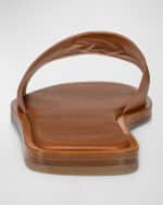 Image 3 of 6: Christian Louboutin Leather Logo Red Sole Slide Sandals