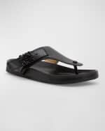 Image 5 of 6: Loewe Leather Medallion Comfort Thong Sandals