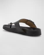 Image 3 of 6: Loewe Leather Medallion Comfort Thong Sandals