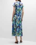 Image 3 of 7: Misook Watercolor-Print Surplice Blouse