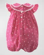 Image 2 of 2: Rachel Riley Girl's Heart Lace Bubble Bodysuit, Size 3M-18M