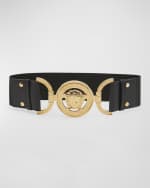 Image 1 of 2: Versace La Medusa Wide Leather Belt