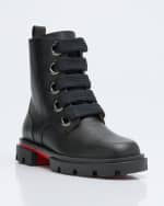 Image 5 of 6: Christian Louboutin Girl's Montana Calf Leather Lace-Up Boots, Toddlers/Kids