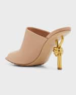 Image 3 of 6: Bottega Veneta Knot Leather Heeled Sandals