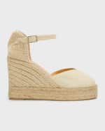 Image 1 of 6: Castaner Bianca Canvas Ankle-Strap Espadrille Sandals