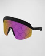 Image 1 of 3: Gucci Multi-Color GG Lattice Acetate Shield Sunglasses