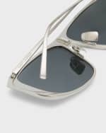 Image 5 of 5: Saint Laurent Luna Mirrored Zinc Alloy Shield Sunglasses