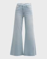 Image 1 of 6: FRAME Le Palazzo Crop Raw-Hem Jeans