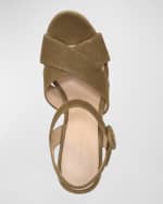 Image 4 of 4: Veronica Beard Lucille Suede Crisscross Platform Sandals